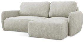 Krémszínű zsenília kinyitható-tárolóhelyes sarokkanapé (jobb oldali-heverő résszel) Lilo – Makamii