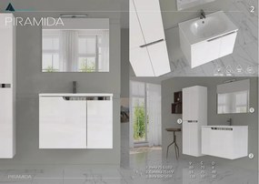 Piramida EURIDIKA fali fürdőszobabútor - műmárvány mosdóval -2 ajtós - 75 x 48 x 53 cm