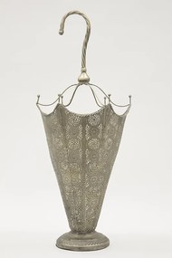 Derby design óezüst esernyő formájú áttört fém esernyőtartó fogantyúval 82x33x33cm