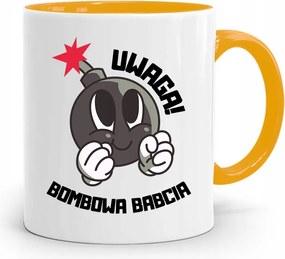 Sárga Bögre Nagymama Napja Figyelem Bombák Nagymama nyomtatott fényképpel