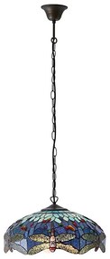 Endon 64080 - Láncra akasztott Tiffany DRAGONFLY csillár, 3xE27/60W/230V, átmérő 41 cm