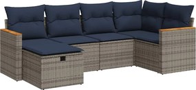 vidaXL 6 részes szürke polyrattan kerti ülőgarnitúra párnákkal
