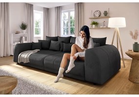 Fekete kordbársony kanapé 310 cm Vanessa – Ropez