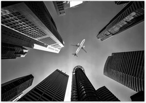 Poszterek 100x70 Repülőgép a város felett