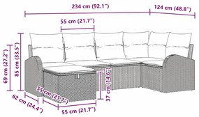 Kerti Kanapé Szett 6 pcs Barna és krémszínű 234 x 124 x 85 cm