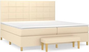 vidaXL krémszínű szövet rugós ágy matraccal 200 x 200 cm