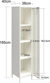 Fehér fém szekrény 38x185x40 cm Mission District – Støraa