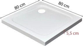 Modena Slim szögletes alacsony akril zuhanytálca, 80x80x5,5 cm-es méretben