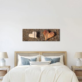 Kép - Fából készült szívek (órával) (90x30 cm)