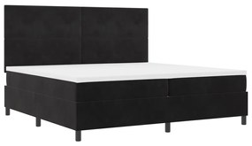 Boxspring Ágy Mattal és LED Fekete 200x200 cm Bársonyos