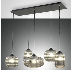 Fabas Luce 3627-48-126 - Csillár zsinóron GILLIS 5xE27/40W/230V szürke/fekete