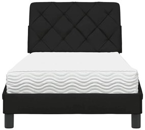 fekete szövet ágy matraccal 90x190 cm