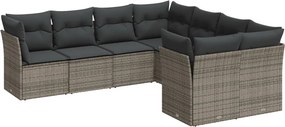vidaXL 8 részes szürke polyrattan kerti ülőgarnitúra párnákkal