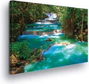 Vászonkép 100x75 Trópusi vízesés zuhatag víz türkiz dzsungel frissesség