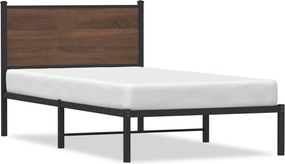 vidaXL barna tölgy színű fém ágykeret matrac nélkül 100 x 190 cm