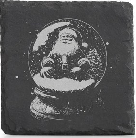 Kő alátét x4 Karácsonyi gravírozás Mikulás üveggömbben