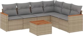 vidaXL 7 részes vegyes bézs polyrattan kerti ülőgarnitúra párnákkal