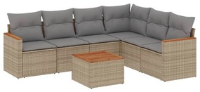 vidaXL 7 részes vegyes bézs polyrattan kerti ülőgarnitúra párnákkal