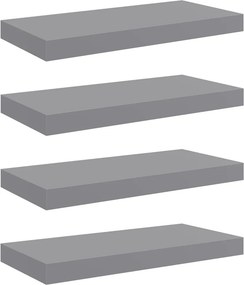 vidaXL 4 db szürke MDF lebegő fali polc 50 x 23 x 3,8 cm
