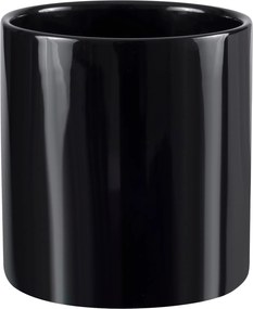 Virágtartó kerámia fedél fekete fényes henger 13x14 cm mázas sima