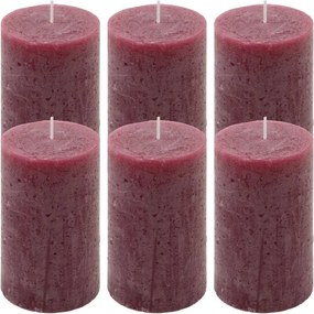 Rusztikus gyertya készlet 11,5 cm Ø 6,8 cm  6 db bordó