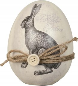 Dekoratív tojás nyuszi motívummal és masnival 12x14 cm