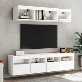 fehér falra szerelhető TV-szekrény LED-lámpákkal 80x30x40 cm