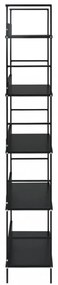5 szintes fekete szerelt fa könyvespolc 60 x 27,6 x 158,5 cm