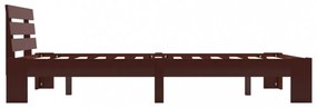 sötétbarna tömör fenyőfa ágykeret 120 x 200 cm
