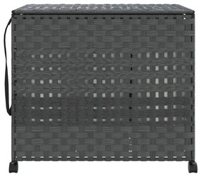 szürke rattan szennyeskosár kerekekkel 66x35x60 cm
