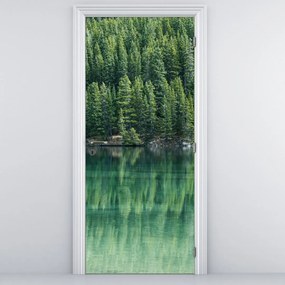 Fotótapéta ajtóra - Tűlevelűek a tó mellett (95x205cm)
