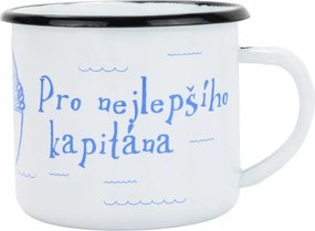 Zománc bögre 8 cm/0.35l, fehér "legjobb kapitány" dobozban