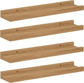vidaXL Falpolc polcokkal tárolóval 4 pcs Barna 40 x 9 x 3 cm Faanyag
