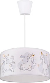 Brilagi - LED gyerek függeszték zsinóron BOBO 1xE27/60W/230V átm. 35 cm fehér/unikornis mintás