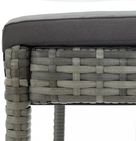 2 db szürke polyrattan kerti bárszék párnával