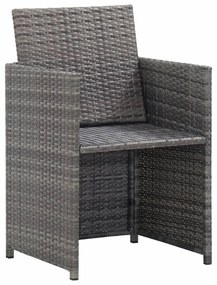 13 részes antracitszürke polyrattan étkezőszett párnákkal