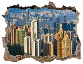 3d lyuk fal dekoráció Hong kong panoráma nd-k-90238708