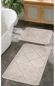 Világosbarna fürdőszobai kilépő szett 2 db-os 50x80 cm Cizgili – Foutastic