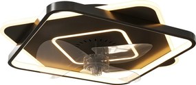 HOMCOM LED mennyezeti lámpa ventilátorral, halk 53 cm, 6 sebesség, időzítő, távirányító, 3 színhőmérséklet, DC motor | Aosom