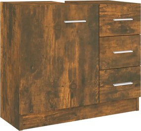 vidaXL füstös tölgy színű szerelt fa mosdószekrény 63x30x54 cm