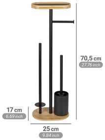 Fekete-natúr színű acél WC-papír tartó állvány WC-kefével Pomarolo – Wenko