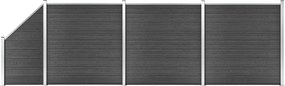 vidaXL fekete WPC kerítéspanelszett 619 x (105-186) cm