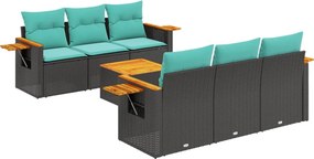 vidaXL 7 részes fekete polyrattan kerti ülőgarnitúra párnákkal