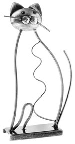 Fém macska ülve, talapzaton, 34,5 cm