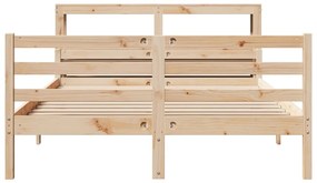 tömör fenyőfa ágykeret fejtámlával 140 x 190 cm