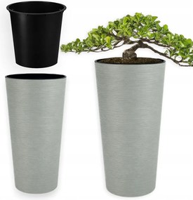 Kerti Kaspó Magas Nagy 57 CM Eco Wood Betéttel Szürke Teraszra