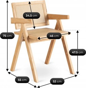 Krzesło MADERA Dąb/Beż Ażurowe