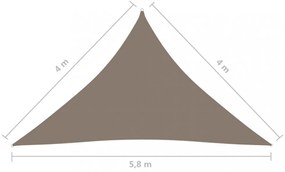 tópszínű háromszög alakú oxford-szövet napvitorla 4 x 4 x 5,8 m