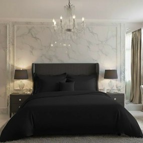 Luxury Collection szatén ágyneműhuzat fekete, 140 x 220 cm, 70 x 90 cm