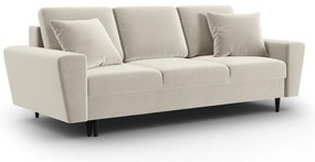 Bézs bársony kinyitható tárolóhelyes kanapé 235 cm Kyoto – Cosmopolitan Design